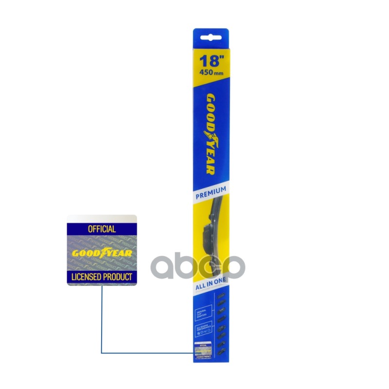 Щетка стеклоочистителя 450 мм бескаркасная 1 шт Goodyear PREMIUM GY000438 GOODYEAR арт. GY000438