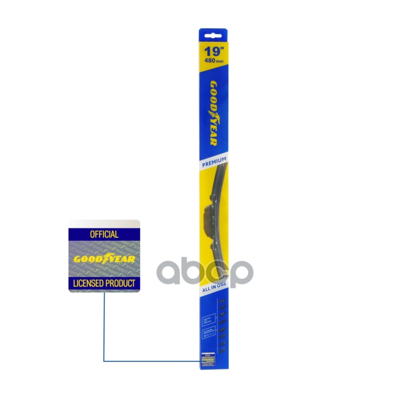 Щетка стеклоочистителя 480 мм бескаркасная 1 шт Goodyear PREMIUM GY000439 GOODYEAR арт. GY000439