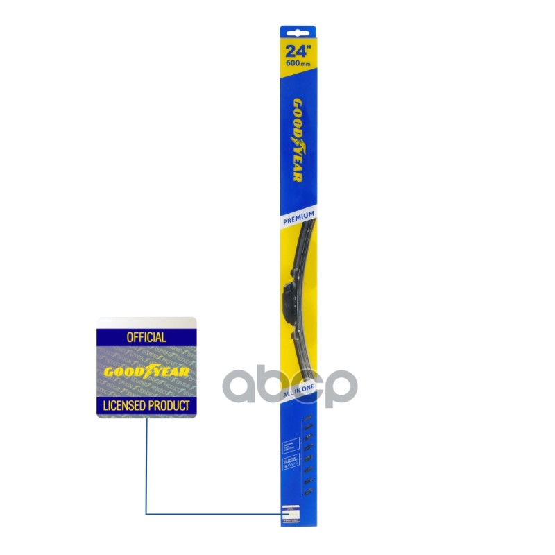 Щетка стеклоочистителя 600 мм бескаркасная 1 шт Goodyear PREMIUM GY000444 GOODYEAR арт. GY000444