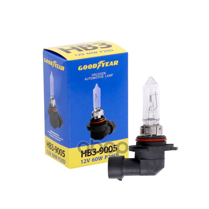 Лампа галогеновая головного света HB3 P20d 12V 60W картон 1шт GOODYEAR арт. GY010030