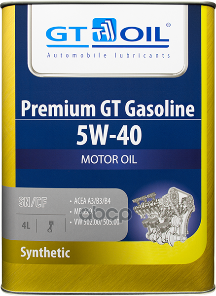 GT OIL Масло моторное синтетическое Premium GT Gasoline 5W40 SN/CF, A3/B4 4л