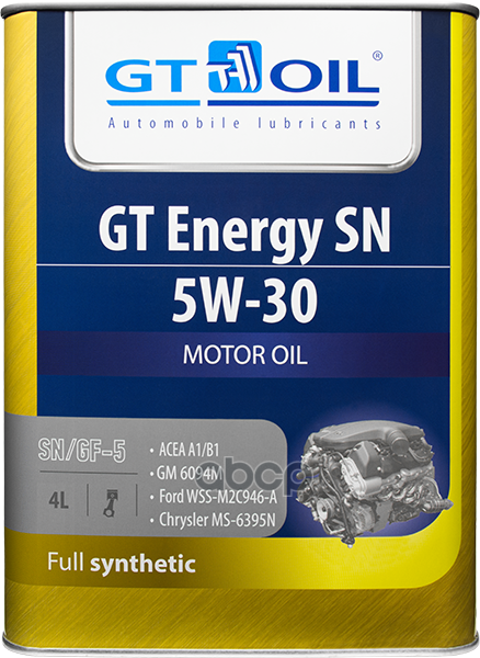 GT OIL Масло моторное синтетическое GT Energy 5W30 SN, A1/B1, GF-5 4л