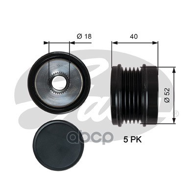 Шкив генератора с обгонной муфтой (7789-10209) OAP7209 Gates арт. OAP7209