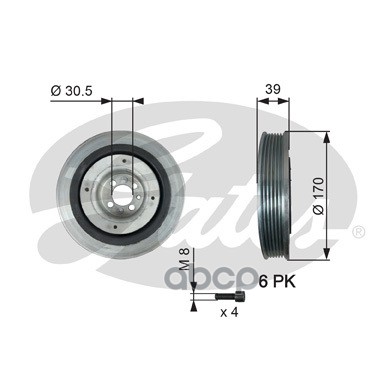 Шкив Коленвала С Комплектом Болтов Alfa Romeo  Fiat  Lancia Opel  Saab 1.9Jtd 16V 00- Gates арт. TVD1013A