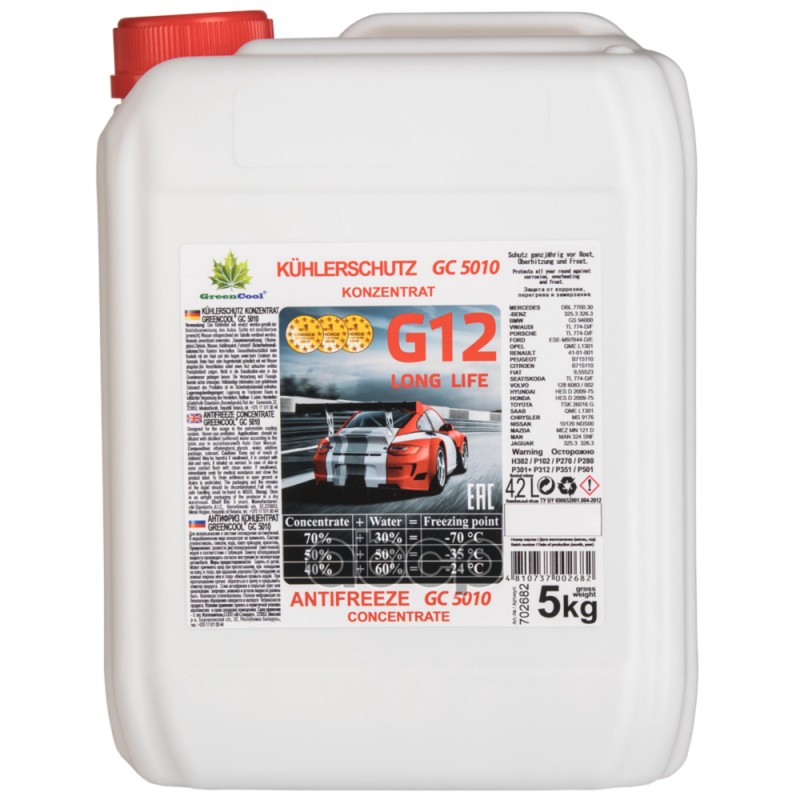 Антифриз (Концентрат) 5Кг, Gc 5010 Красный, G12, Bs 6580 GreenCool арт. 702682