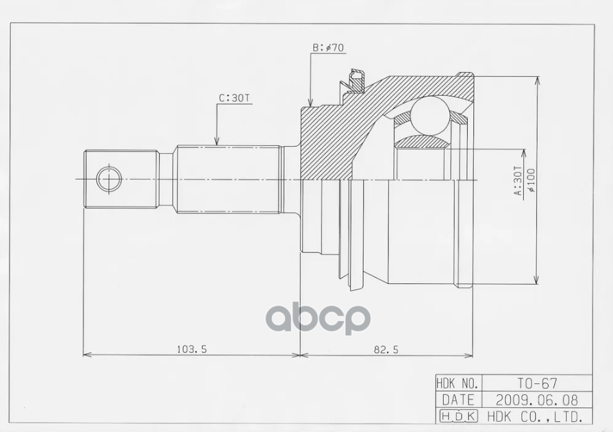 Шрус (Спереди/ Наруж) Toyota Land Cruiser (J300) 21- / Land Cruiser Prado (J120,J150) 02-20 / Lexus HDK арт. TO-067