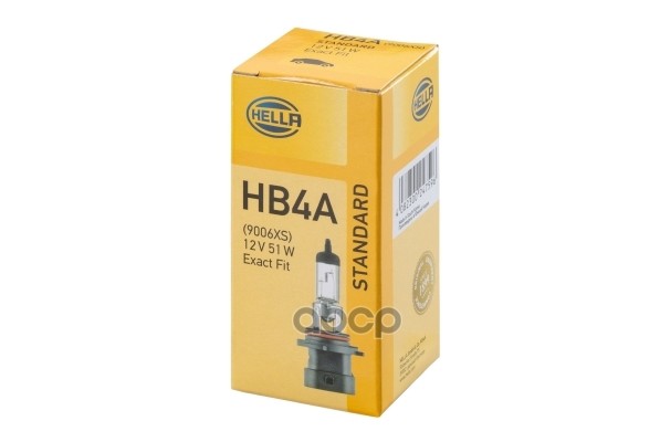 Лампа 12V Hb4a 51W Hella Standart 1 Шт. Картон 8Gh005636-201 HELLA арт. 8GH005636-201