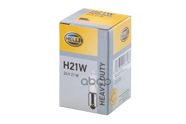 Лампа накаливания H21W 24V 21W BAY 9s HELLA 8GH008417012 HELLA арт. 8GH008417012