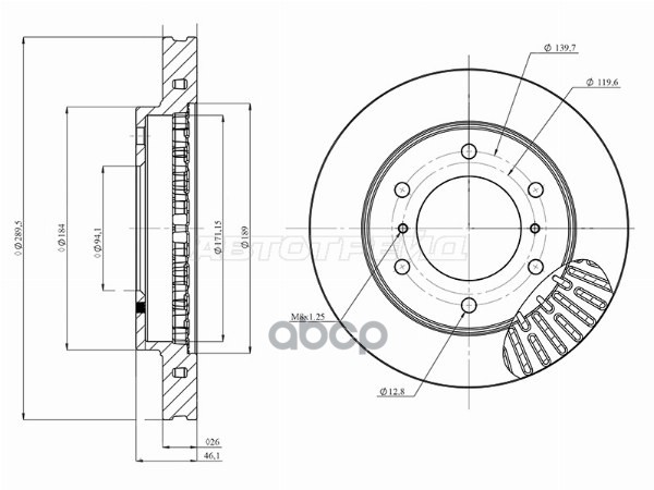 Диск тормозной (Спереди) Mitsubishi Pajero 99-20 / Montero 06- HOSU арт. HSDB0153