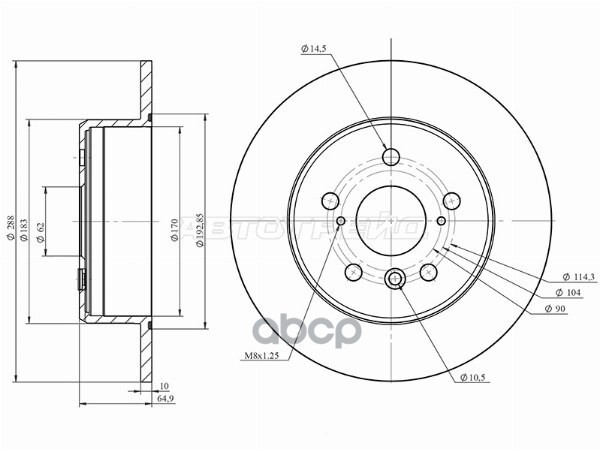 Диск тормозной (Сзади) Toyota Camry (XV30,XV40,XV50) 01-21 / Harrier 97-03 HOSU арт. HSDB0162