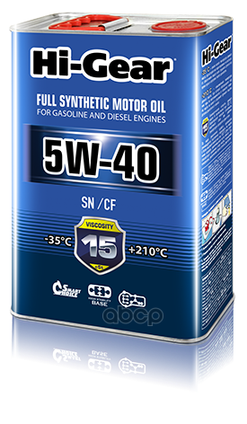 Hi-Gear Масло моторное HI-Gear SN/CF 5W-40 синтетическое 4 л HG0544