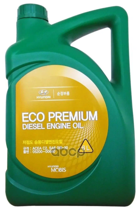 Hyundai-KIA Масло моторное HYUNDAI/KIA Eco Premium Diesel 0W-30 синтетическое 6 л 05200-00640