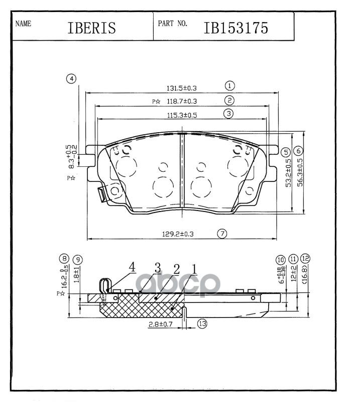 Колодки Тормозные Пер К-Т Mazda 6 (Gg) IBERIS арт. IB153175