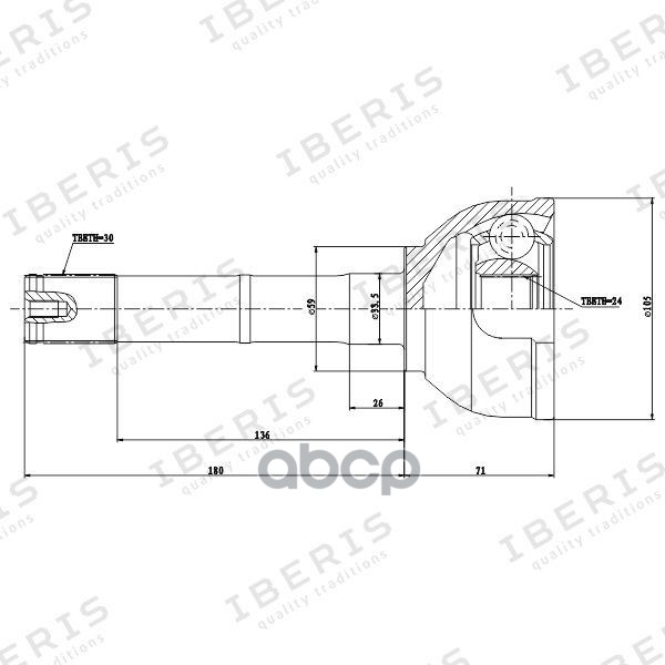 Шрус Наруж Toyota Land Cruiser (Размер 24Х59х30, Без Абс) IBERIS арт. IB6114