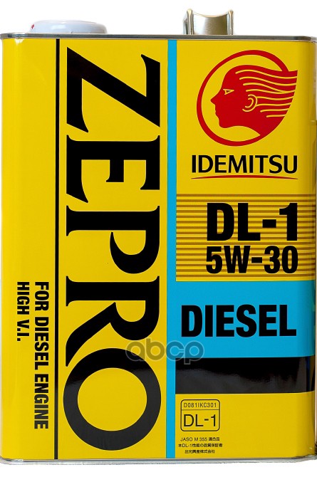 IDEMITSU 5W-30 4L Zepro Diesel Dl-1 Масло Моторное Полусинтетическое