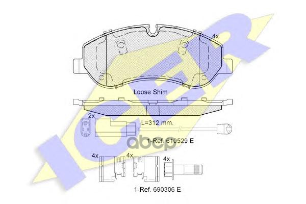 Колодки торм. диск. Ford Transit/Torneo 12- Icer арт. 142119