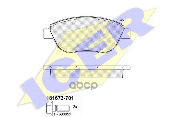 Колодки Торм. Диск. Передн. Idea 1.9 Jtd (04-) Icer арт. 181673-701