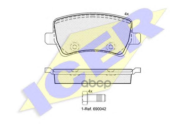 Колодки торм. диск. задн. Galaxy  Mondeo  S-max  S80 II  XC70 II Icer арт. 181776