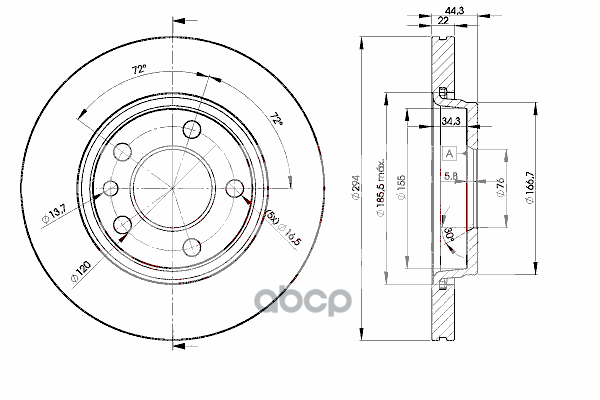 Диск тормозной задн. Transp.. 04/03- Icer арт. 78bd3021