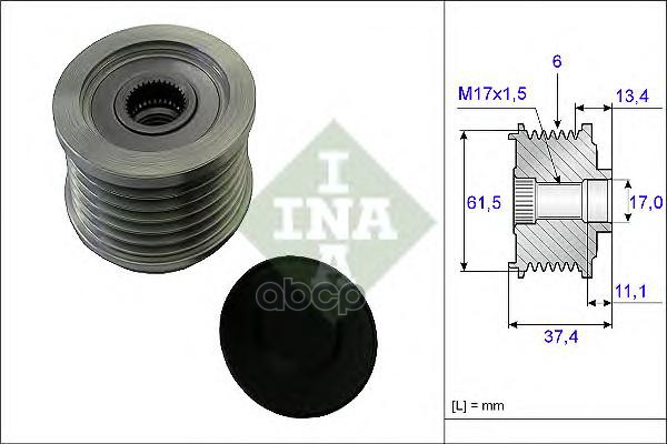 Шкив Генератора Fiat: Brava/O/Marea/Mult Ipla/Punto 1.9Jtd 97-, Lancia: Kappa 2.4Jtd 98-01, Lybra 1.9Jtd 99-00 Ina арт. 53500...