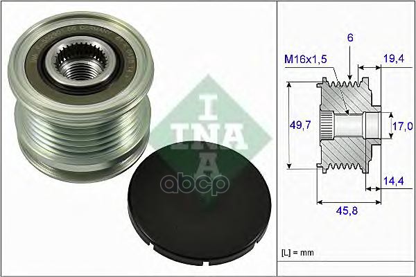Шкив генератора MERCEDES W204/W205/W212/W166/X204/W221/W222/W463 Ina арт. 535016810