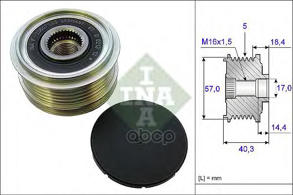 Шкив генератора HYUNDAI/KIA 1.4-1.6CRDi 535018710 Ina арт. 535018710