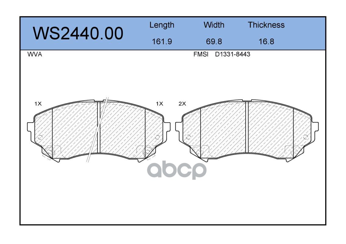Колодки Тормозные Дисковые | Перед | JEENICE арт. WS244000