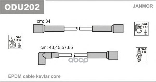 Комплект Проводов Зажигания Opel: Corsa A Tr 82-93, Corsa A Хечбэк 82-93, Corsa A Фургон 86-89 Janmor арт. ODU202