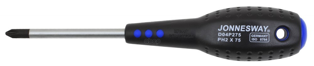 Отвертка Крестовая Full Star Ph#2Х75, 188Мм Jonnesway арт. D04P275