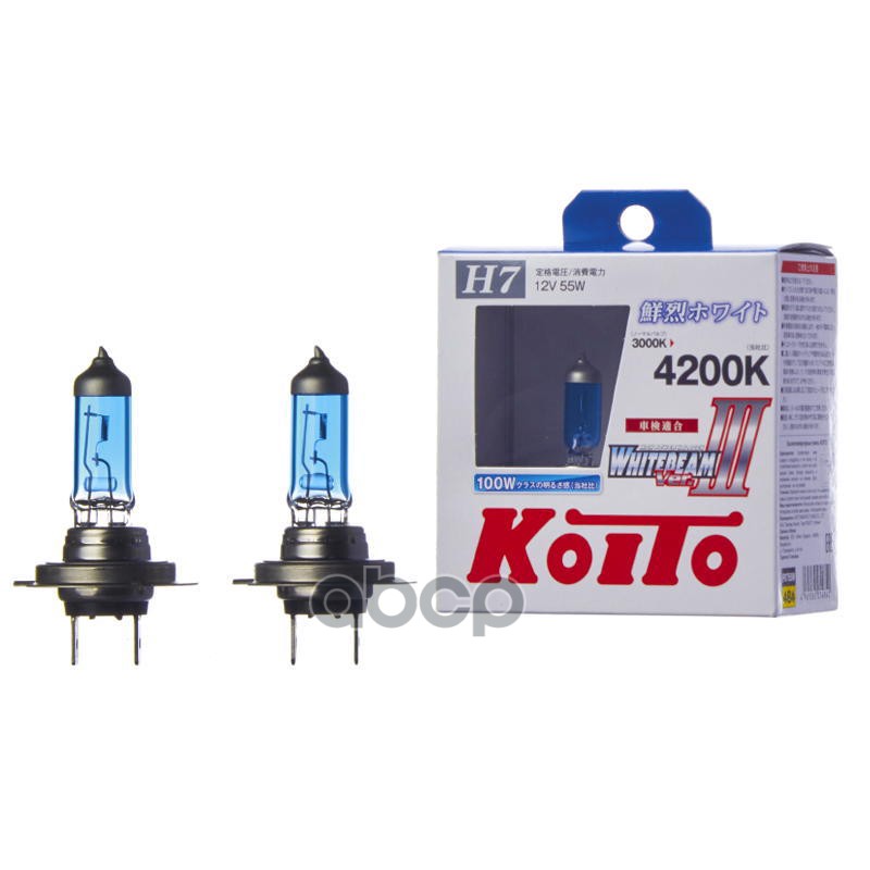 Лампа 12V H7 100/55W PX26d 4200K KOITO Whitebeam комплект DUOBOX P0755W KOITO арт. P0755W