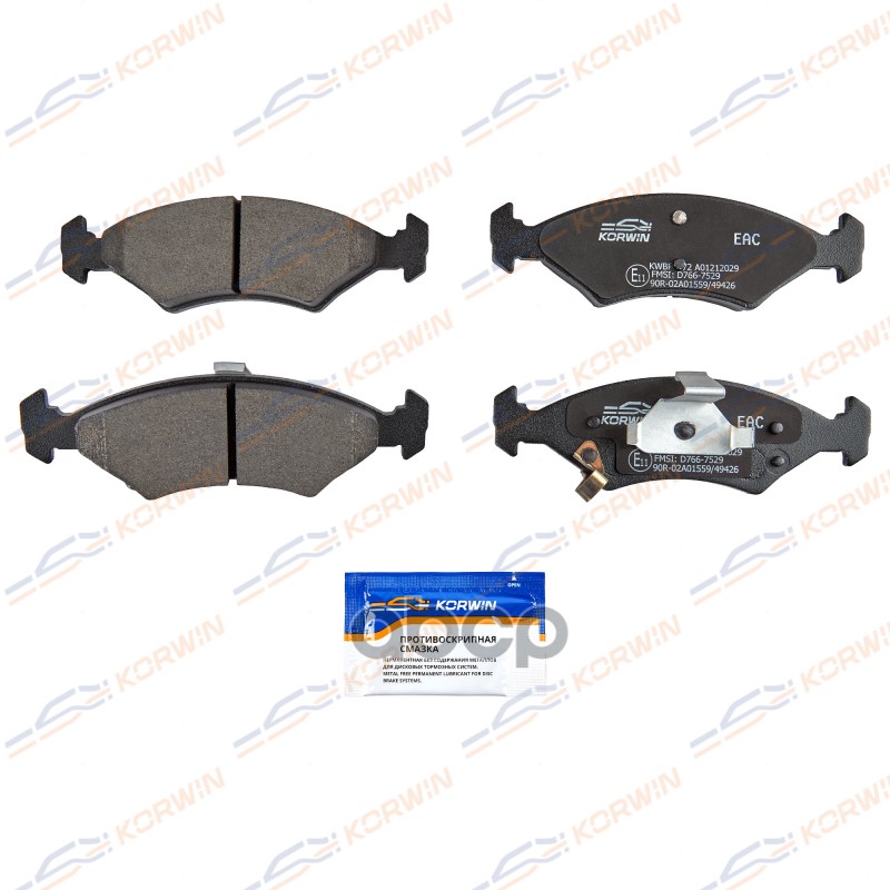 Колодки Тормозные Перед. Kia Sephia (Fa) 93-97/Shuma (Fb)/Sephia (Fb) 96-01 KORWIN арт. KWBP0072