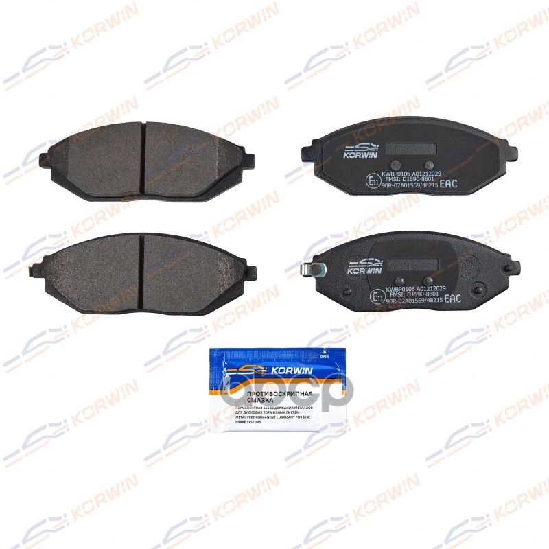 Колодки Тормозные Дисковые Перед. Chevrolet Spark (M300) 10- KORWIN арт. KWBP0106