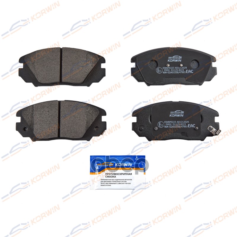 Колодки Тормозные Дисковые Перед. Hyundai Sonata (Nf) 05-/Tucson 04-/Kia Sportage Ii 04- KORWIN арт. KWBP0223