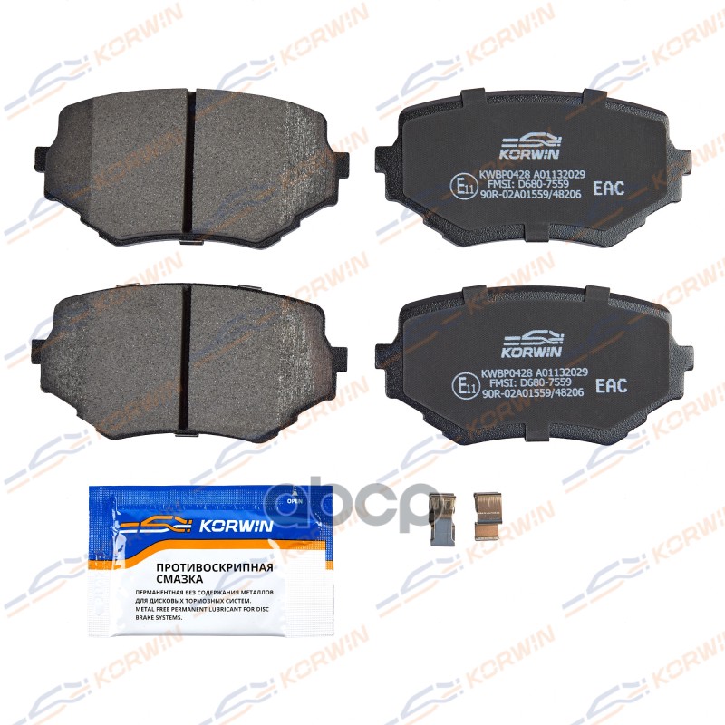 Колодки Тормозные Дисковые Перед. Suzuki Vitara I (Et) 88-99/Grand Vitara I (Ft) 98-06 KORWIN арт. KWBP0428
