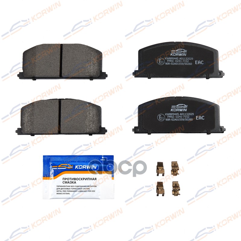 Колодки Тормозные Дисковые Перед. Totota Camry (V30/V40) 01-14/Mark2 Ii -03/Avensis (T22) KORWIN арт. KWBP0445
