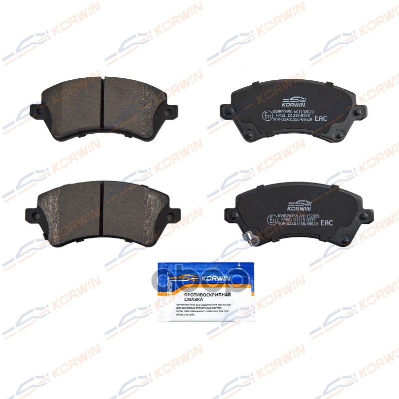 Колодки Тормозные Дисковые Перед. Toyota Corolla (E12) 00-08 KORWIN арт. KWBP0458