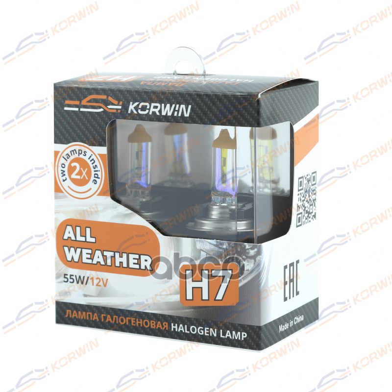 Лампа Галогенная (H7 12V 55W P43t All Weather ) Блистер К-Т 2Шт KORWIN арт. KWYN0059