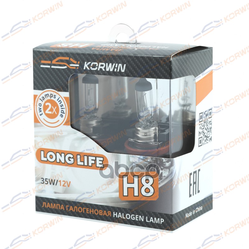 Лампа Галогенная (H8 12V 35W Pgj19-1 Long Life ) Блистер К-Т 2Шт KORWIN арт. KWYN0061
