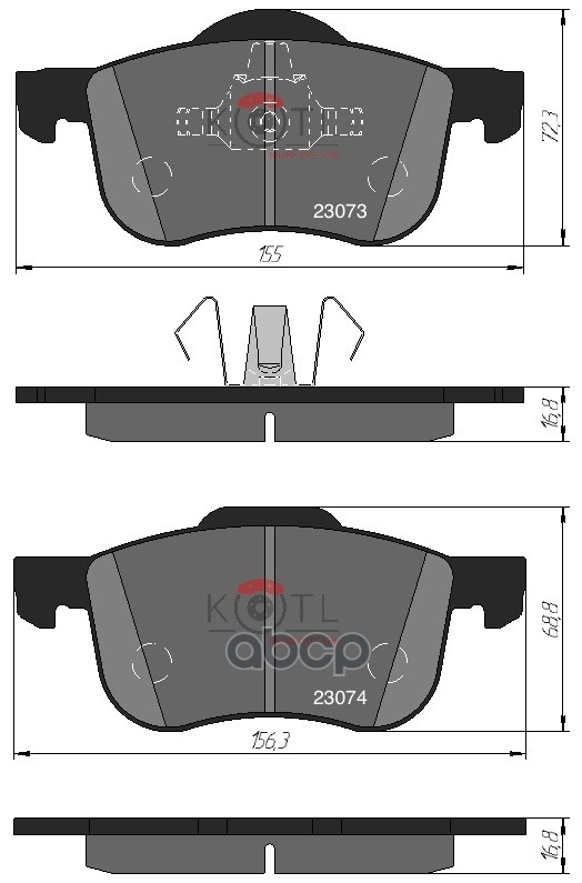 Колодки тормозные дисковые передние к-т VOLVO S60/S70/S80/V70/XC70 00- KOTL арт. 1388kt