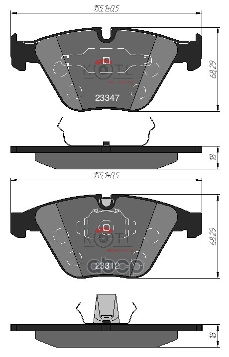 Колодки тормозные дисковые передние к-т BMW E60/E61/E65 KOTL арт. 1498kt