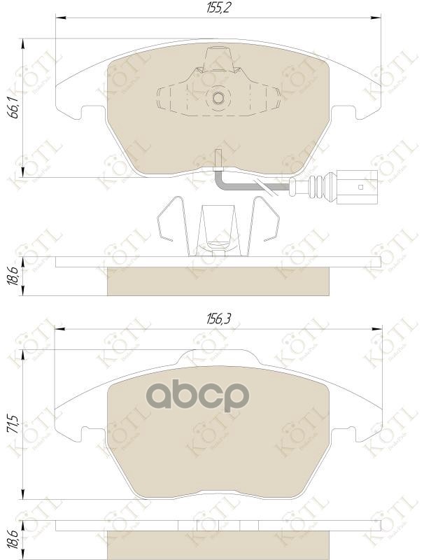 Колодки тормозные дисковые передние к-т AUDI A3/VOLKSWAGEN G5/PASSAT 06>/TOURAN 03 KOTL арт. 1550kt