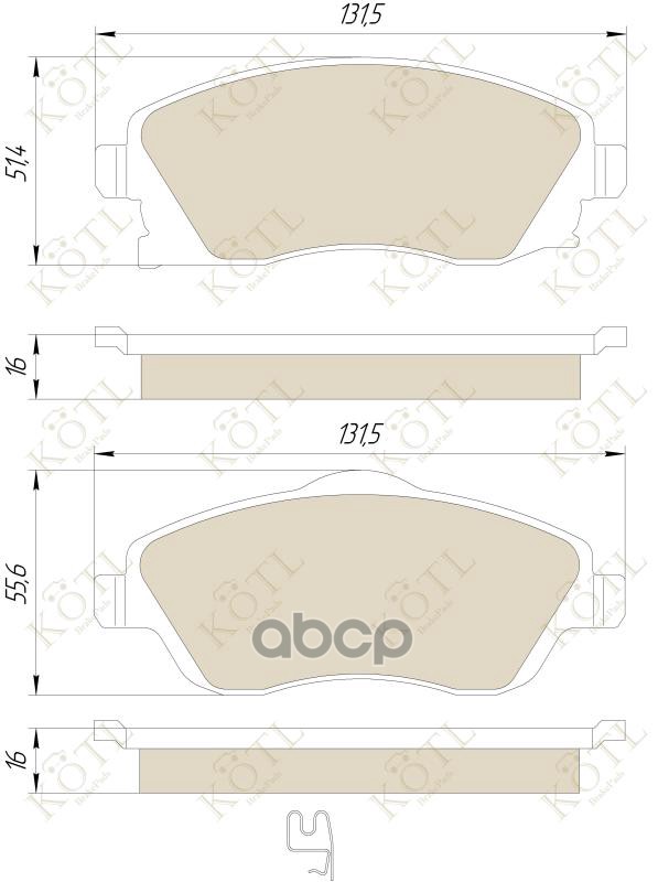 Колодки тормозные дисковые передние к-т OPEL CORSA C 01>/TIGRA B 04> KOTL арт. 1570kt