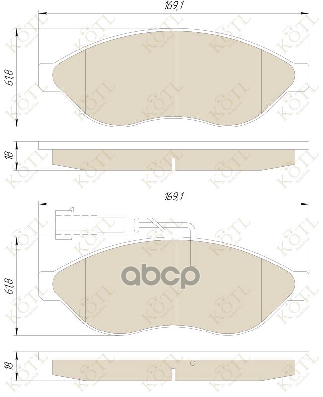 Колодки тормозные дисковые передние к-т CITROEN JUMPER/FIAT DUCATO/PEUGEOT BOXER R KOTL арт. 1681kt