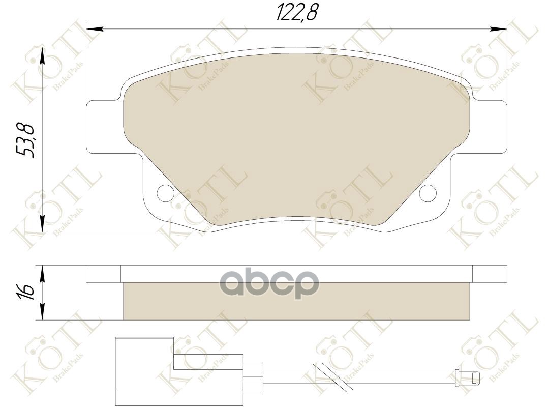 Колодки тормозные дисковые задние к-т с датчиком износа FORD TRANSIT 06- KOTL арт. 1725kt