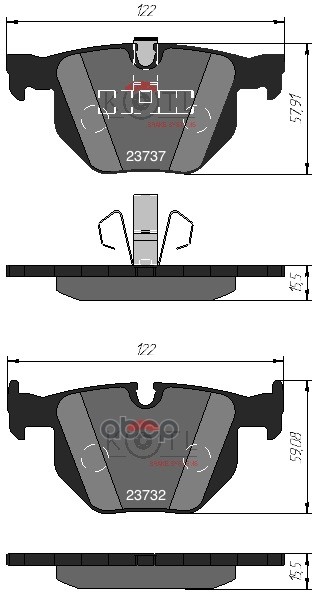 Колодки тормозные дисковые задние к-т BMW E60/E61 KOTL арт. 1727kt