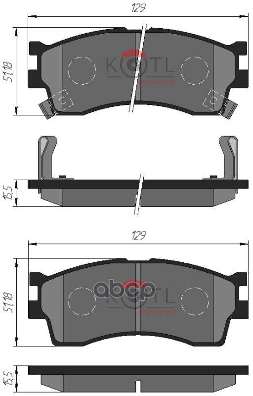 Колодки тормозные дисковые передние к-т KIA SPECTRA  SHUMA CLARUS  CARENS 2001-2006 KOTL арт. 3285kt