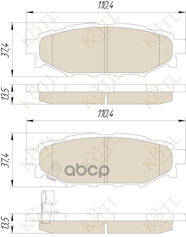 Колодки тормозные дисковые задние к-т SUBARU LEGACY 03>/OUTBACK 03> 2.0/2.5 KOTL арт. 3373kt