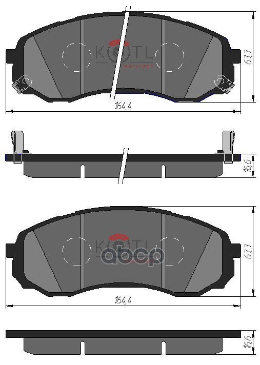 Колодки тормозные дисковые передние к-т HYUNDAI H1 02-/KIA CARNIVAL 06- KOTL арт. 3448kt