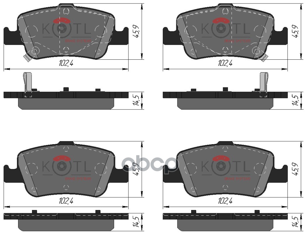 Колодки тормозные дисковые задние к-т TOYOTA Corolla  Auris KOTL арт. 3480kt
