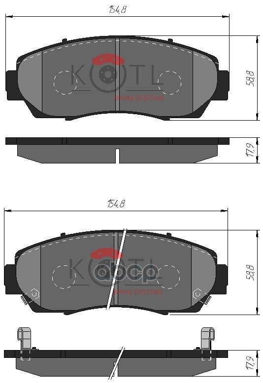 Колодки тормозные дисковые передние к-т CHANGAN CS75 14-  HAVAL F7/F7X 18-  HONDA CR-V 06-/ODYSSEY 1 KOTL арт. 3581kt